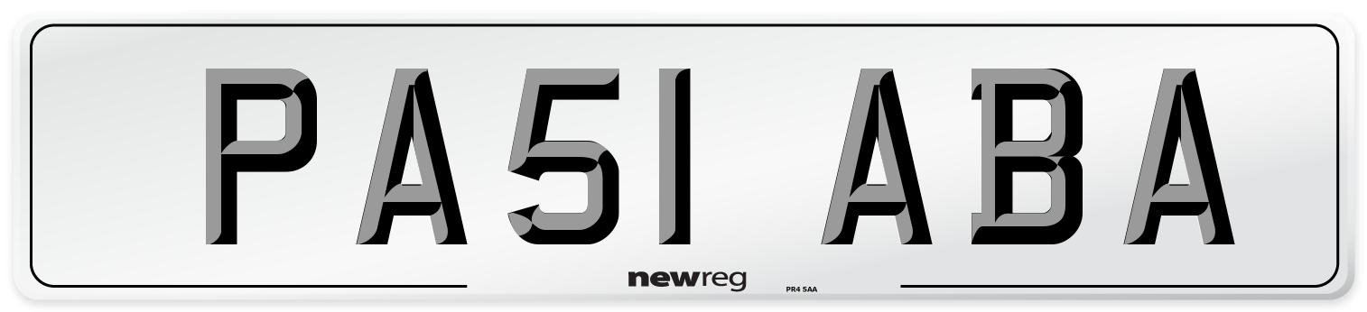 PA51 ABA Number Plate from New Reg